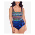 Swim Solutions Womens Blue Printed Stretch Tummy Control Strappy, Size 10 by Vanessa Jane