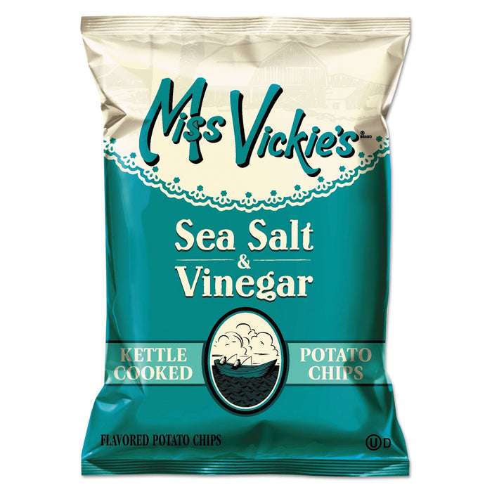 Miss Vickie's Kettle Cooked Sea Salt and Vinegar Potato Chips, 1.38 oz Bag, 64/Carton