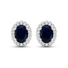 1.80 Ct Oval Blue Sapphire & Diamond Prong 14K Gold Halo Stud Earrings
