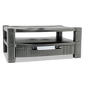 Kantek Two-Level Monitor Stand, 17" x 13.25" x 3.5" to 7", Black, Supports 50 lbs