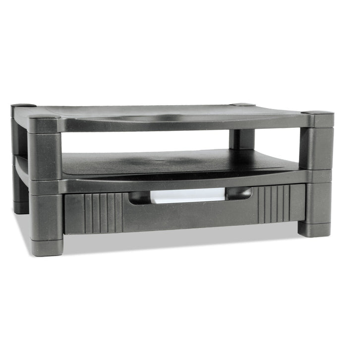 Kantek Two-Level Monitor Stand, 17" x 13.25" x 3.5" to 7", Black, Supports 50 lbs