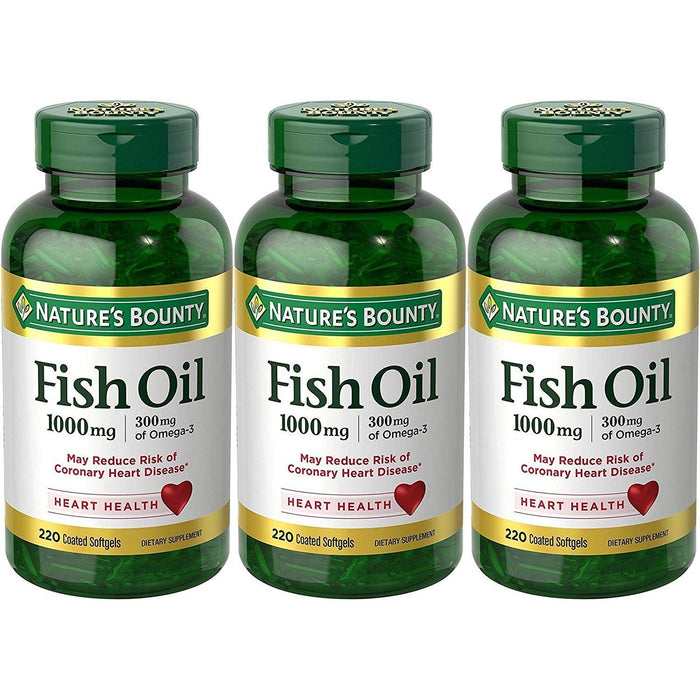 Nature's Bounty Fish Oil, Dietary Supplement, Omega-3, Supports Heart Health, 1000 Mg, 220 Coated Softgels by Pasteur Pharmacy