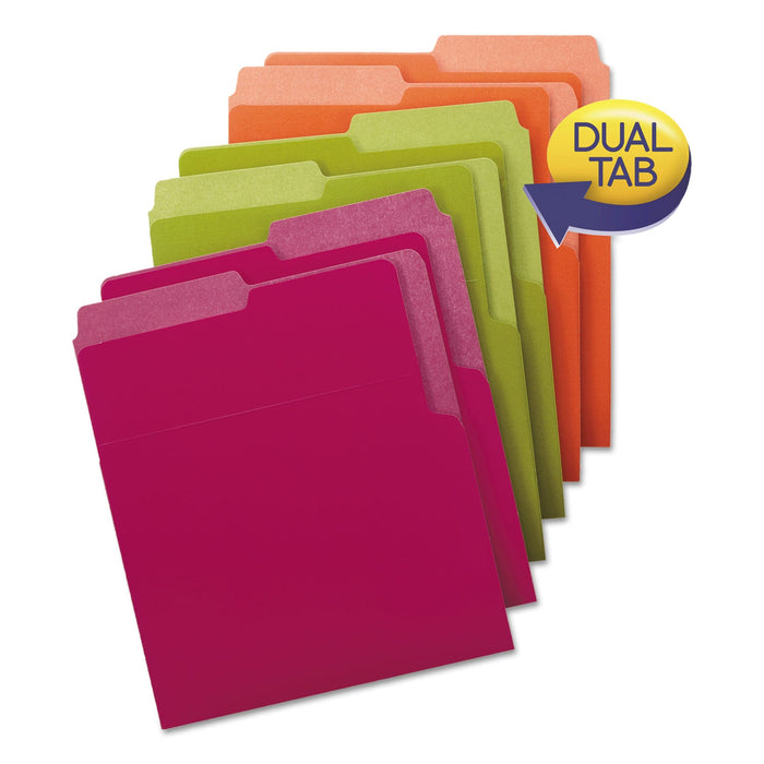 Smead Organized Up Heavyweight Vertical File Folders, 1/2-Cut Tabs, Letter Size, Assorted: Green/Orange/Red/Sky Blue/Yellow, 6/Pack