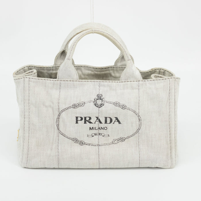 Prada Light Gray Canapa Denim 2WAY Tote Bag #1969 by Bolt Boutique