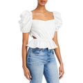 WAYF Womens Annalise Cut-Out Cropped Peplum Top, Size Large by Vanessa Jane