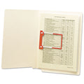 Smead U-Clip Bonded Fasteners, 2" Capacity, 2.75" Center to Center, Red/White, 100/Box