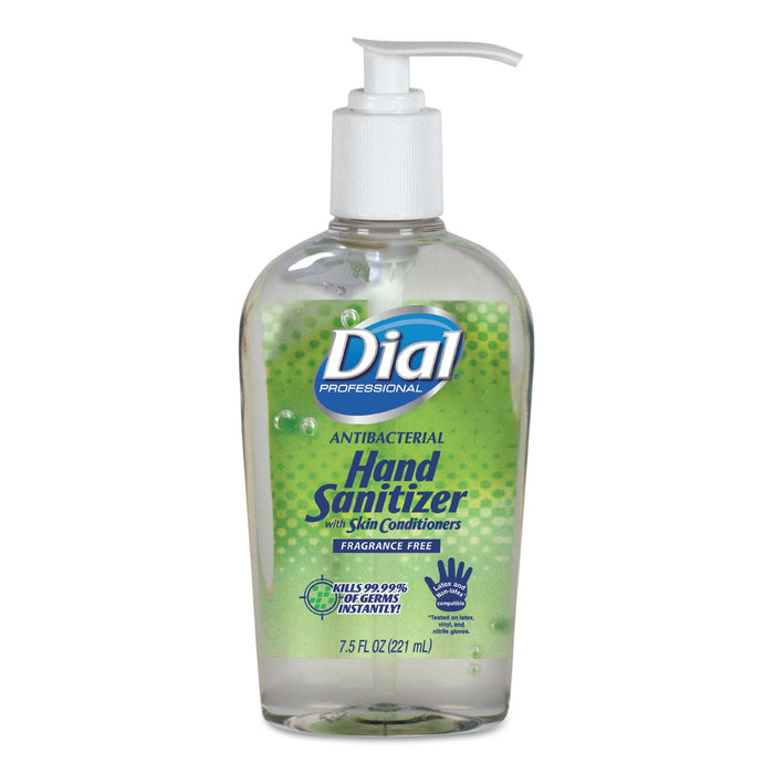 Dial Antibacterial with Moisturizers Gel Hand Sanitizer, 7.5 oz, Pump Bottle, Fragrance-Free