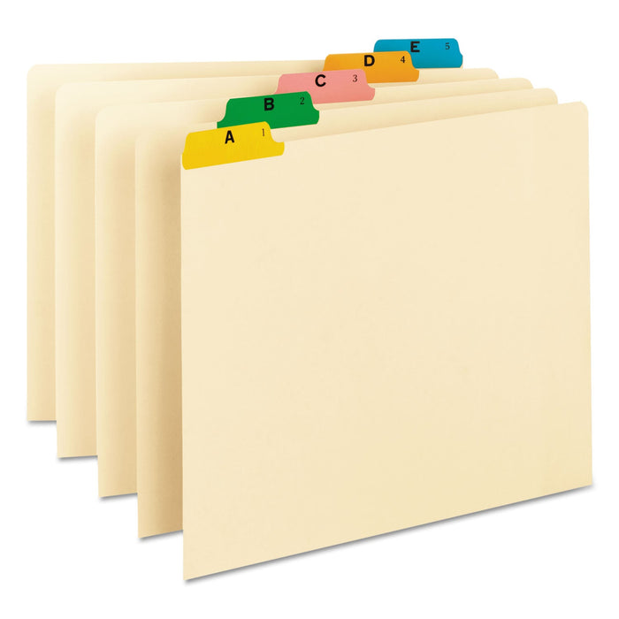 Smead Alphabetic Top Tab Indexed File Guide Set, 1/5-Cut Top Tab, A to Z, 8.5 x 11, Manila, 25/Set
