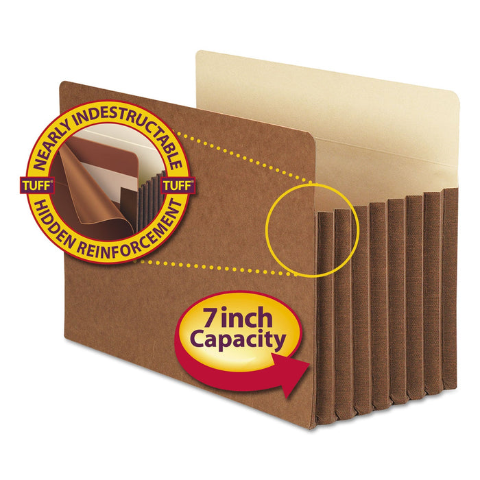 Smead Redrope TUFF Pocket Drop-Front File Pockets with Fully Lined Gussets, 7" Expansion, Legal Size, Redrope, 5/Box