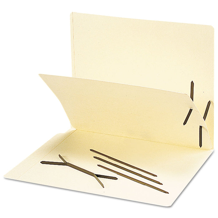 Smead One-Piece 2-Prong Fasteners for Smead Pre-Slit Folder Dividers, 0.63" and 1" Capacity, 2.75" Center to Center, Brown, 100/Box