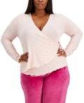 Rebellious One Trendy Plus Size Hacci Wrap Blouse by Vanessa Jane