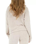 Rewash Womens Beige Textured Pocketed Long Sleeve Crew Neck Top, Size Medium by Vanessa Jane