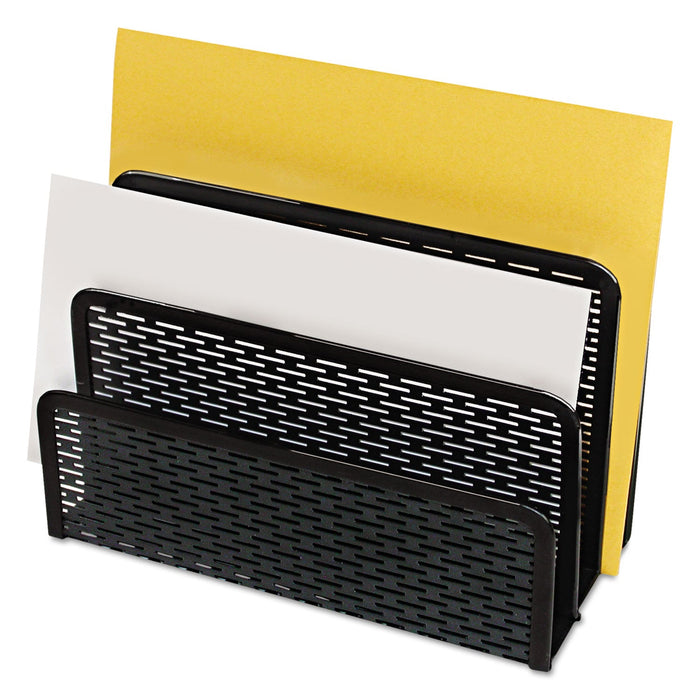 Artistic Urban Collection Punched Metal Letter Sorter, 3 Sections, DL to A6 Size Files, 6.5" x 3.25" x 5.5", Black