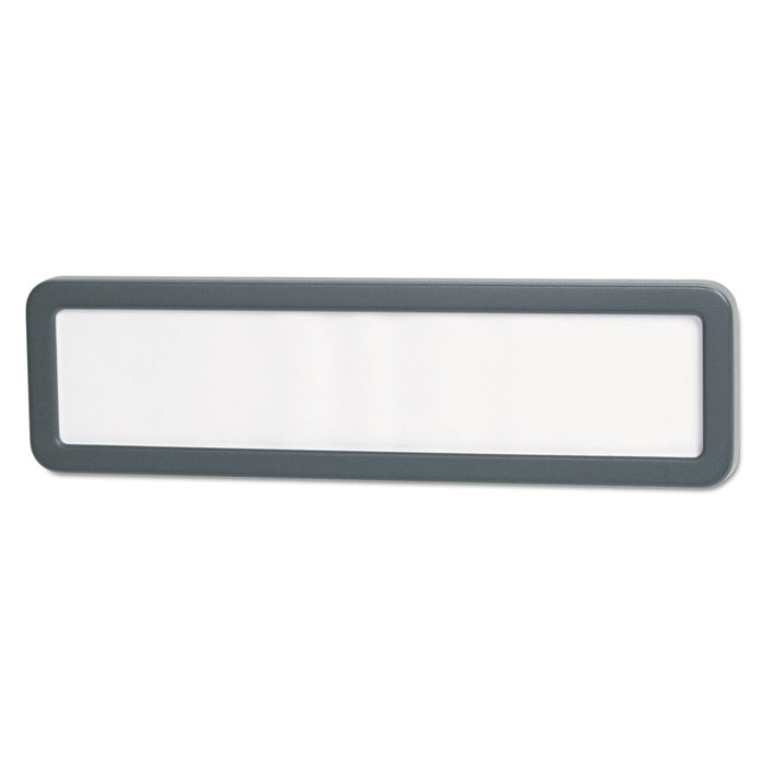 Universal Recycled Cubicle Nameplate with Rounded Corners, 9 x 2.5, Charcoal