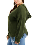Full Circle Trends Trendy Plus Size Hooded Distressed Sweater by Vanessa Jane