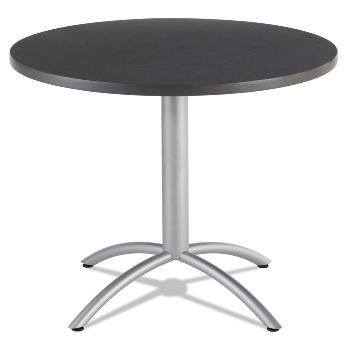 Iceberg CafeWorks Table, Cafe-Height, Round Top, 36" Diameter x 30h, Graphite Granite/Silver
