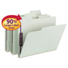 Smead SuperTab Pressboard Fastener Folders with SafeSHIELD Coated Fasteners, 2 Fasteners, Letter Size, Gray-Green Exterior, 25/Box