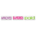 Trodat Interlocking Stack Stamp, APPROVED, ENTERED, PAID, 1.81" x 0.63", Assorted Fluorescent Ink