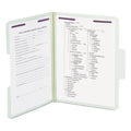 Smead SuperTab Pressboard Fastener Folders with SafeSHIELD Coated Fasteners, 2 Fasteners, Letter Size, Gray-Green Exterior, 25/Box