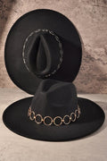 Round Strap Suede Fedora Hat by Boutique 23