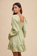 Front Twisted Satin Mini Dress - Pistachio by Boutique 23