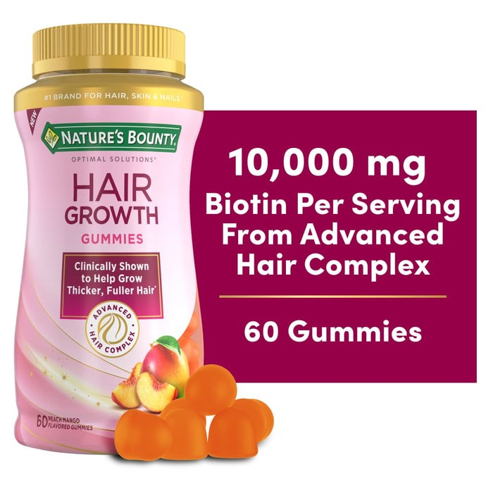 Nature's Bounty Optimal Solutions Hair Growth Gummies - Peach - 60ct by Pasteur Pharmacy