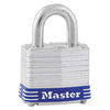 Master Lock Four-Pin Tumbler Laminated Steel Lock, 2" Wide, Silver/Blue, 2 Keys