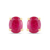 0.60 Ct Oval Pink Ruby Prong 10K Gold Stud Earrings