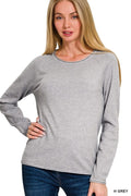 Viscose Round Neck Basic Sweater - H. Grey by Boutique 23