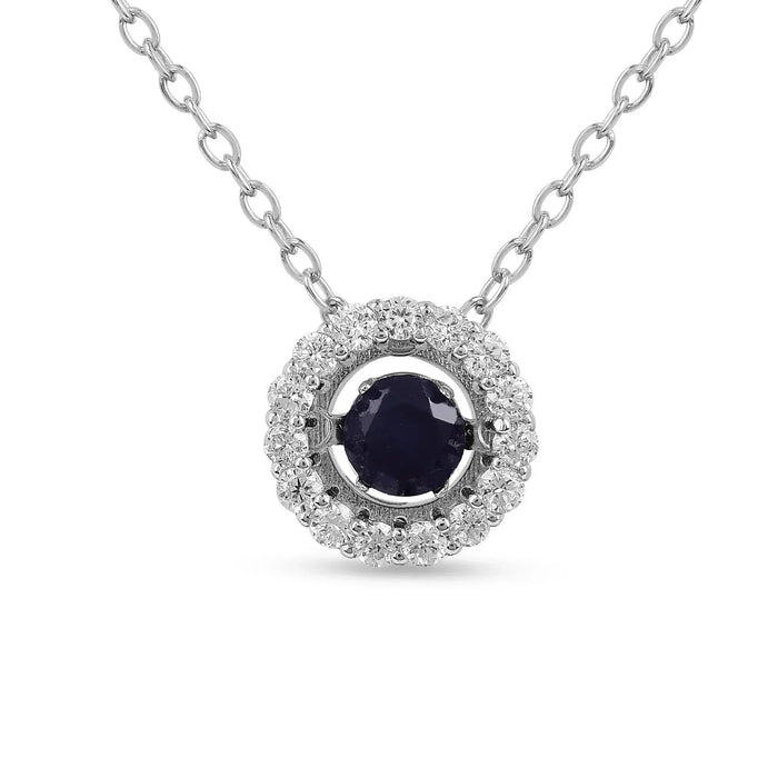 Natural Blue Sapphire Dancing Stone Necklace by Fine Color Jewels