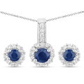 Silver Blue Sapphire Jewelry Set by Fine Color Jewels