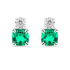 Green Colombian Created Emerald Stud Earrings