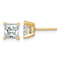 14k Gold Lab Grown Diamond Square Stud Earrings by Fine Color Jewels