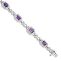 Genuine Amethyst Diamond Infinity Link Bracelet by Fine Color Jewels