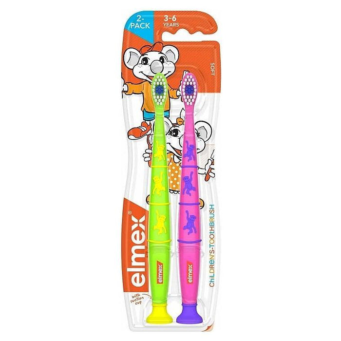 Elmex Green & Pink Flexible 3-6 Years Old Kid's Toothbrush Duo Pack by Pasteur Pharmacy