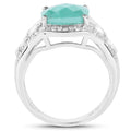 4.09 Carat Genuine Emerald and White Topaz .925 Sterling Silver Ring by Bids.com