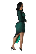 Mock Neck Knit Dress with Asymmetric Slit by The House of Stylez