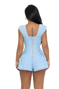 Denim Cut Out Lace Up Romper by The House of Stylez