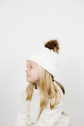 Organic Cotton Kids Beanie & Scarf Set | Chunky Knit Pom Pom Winter Set by ozznekshoes