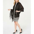 INC International Concepts Fringe Sequin Party Evening Wrap Black O/S by Vanessa Jane