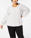 Style & Co Women's Plus Size French Terry Bishop-Sleeve Top,Size 0X by Vanessa Jane