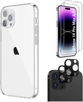 iPhone 14 Pro Max 6.7-inch Protection Kit Bundle - Hybrid-Flex Hard Shell Case with Tempered Glass Screen and Camera Protector - Clear by Zerodamage Sahara Case LLC
