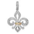 14K Gold Two-Tone Lab Diamond Flower Pendant by Fine Color Jewels