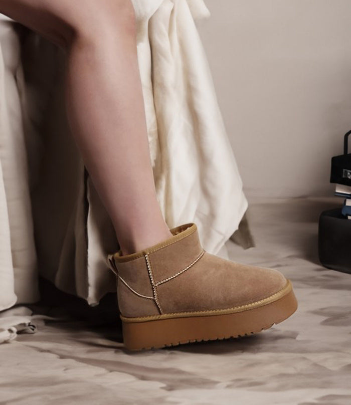 Margot Chunky Platform Mini Boot - Camel by Boutique 23
