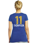 NBA Golden State Warriors Womens Triblend Modest V-Neck Tee, Royal, Medium by Vanessa Jane