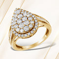 10K Yellow Gold Plated .925 Sterling Silver 1 1/2 Cttw Round-Cut Diamond Cocktail Ring (I-J Color, I1-I2 Clarity) - Size 7 by Bids.com