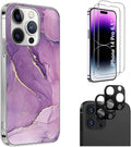 Purple Marble Series Case with Tempered Glass Screen and Camera Protector - iPhone 14 Pro by Zerodamage Sahara Case LLC