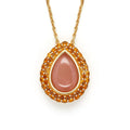 Orange Teardrop Moonstone Pendant Necklace by Fine Color Jewels