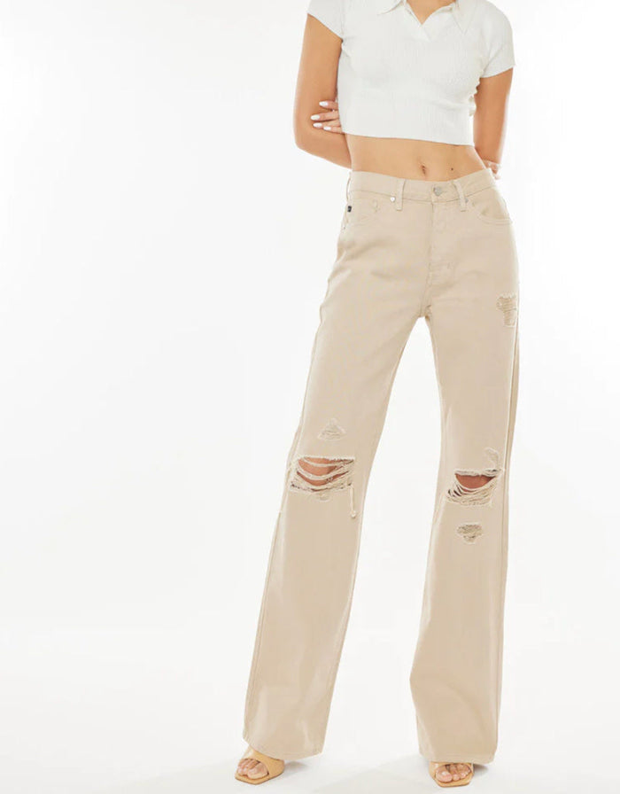 Montana Ultra High Rise 90's Flare - Taupe by Boutique 23