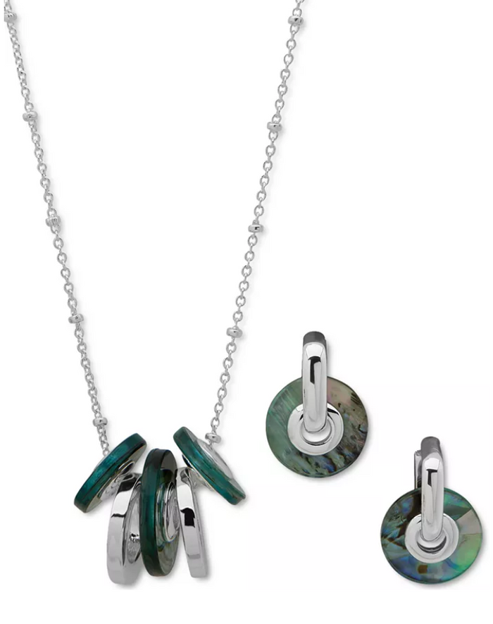 Anne Klein 2-PC. Set Stone Multi-Ring Pendant Necklace and Matching Drop Earring by Vanessa Jane